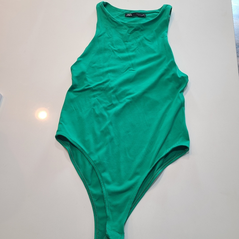 Zara Green One Piece Bodysuit in Size Small
